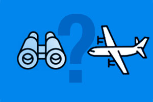icon of an airplane and binoculars